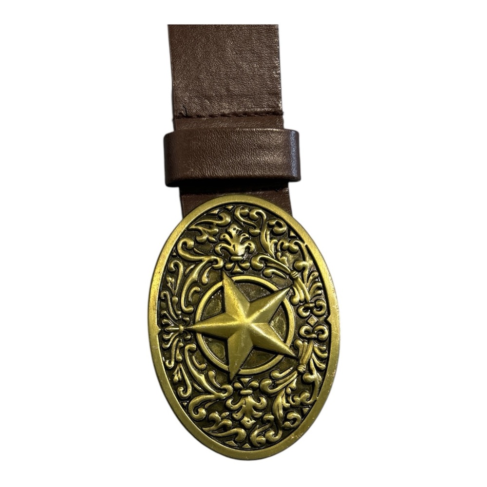Vintage Style Brown Belt with Star Buckle – Unisex - Picture 3 of 5